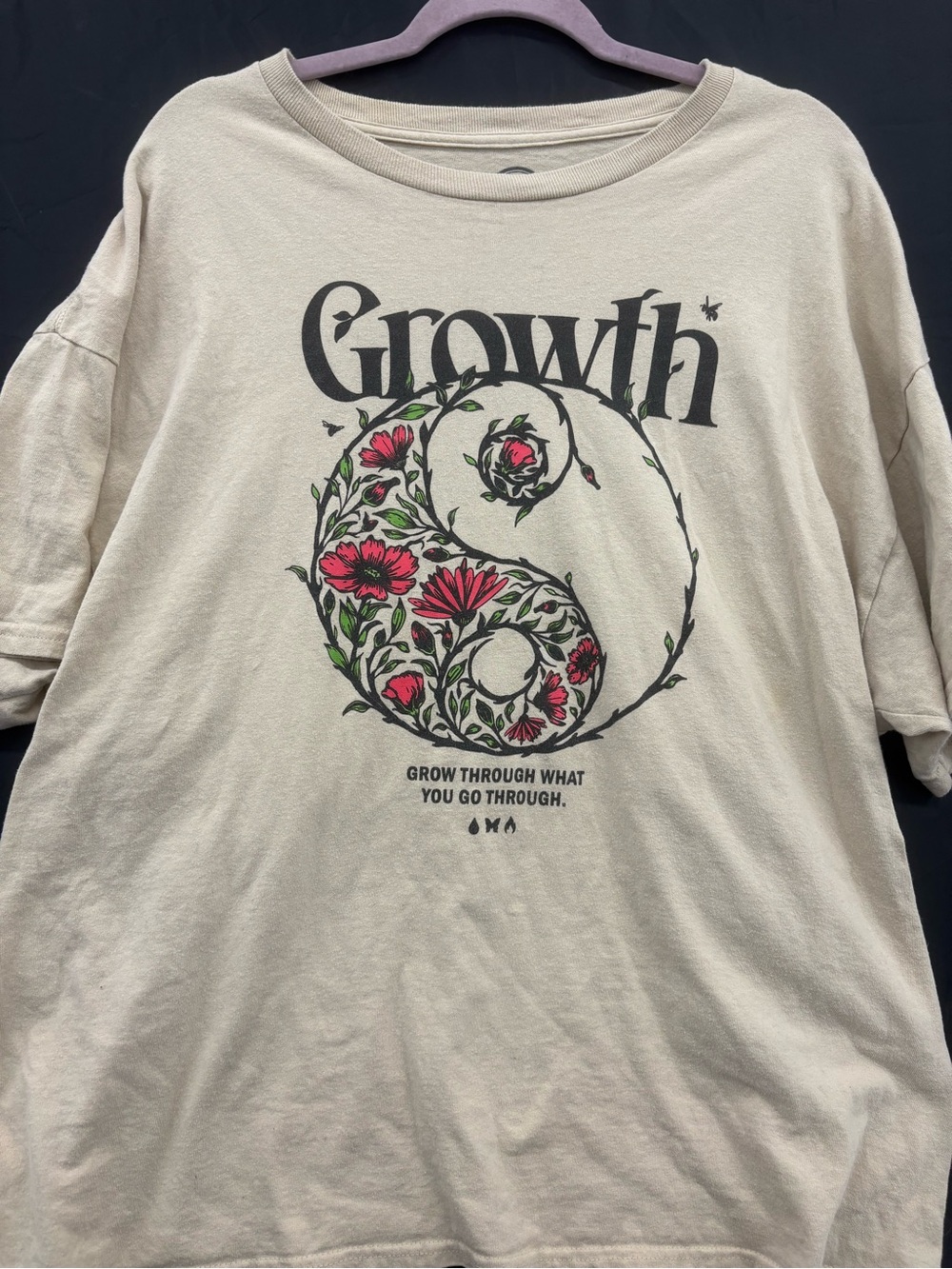 Growth Floral Yin-Yang Cotton Tee “Grow Through What You Go Through”